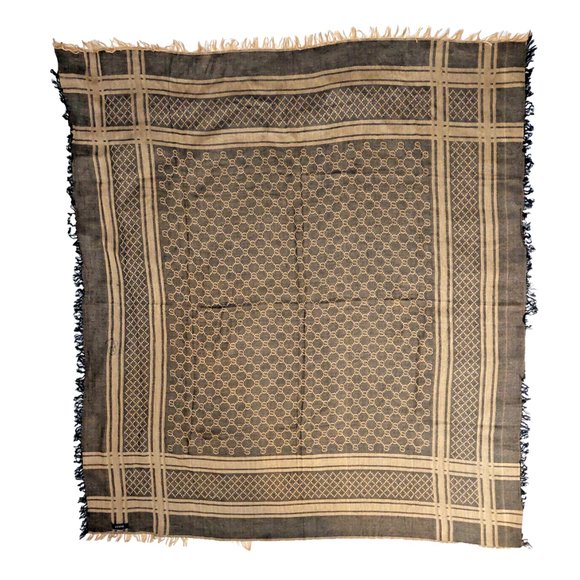 Gucci Brown & Beige GG Logo Print Wrap Shawl Scarf Pre-owned - Picture 3 of 16